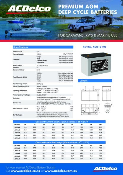 ACDelco ACTC12-105 Deep Cycle Battery 105ah - Image 2