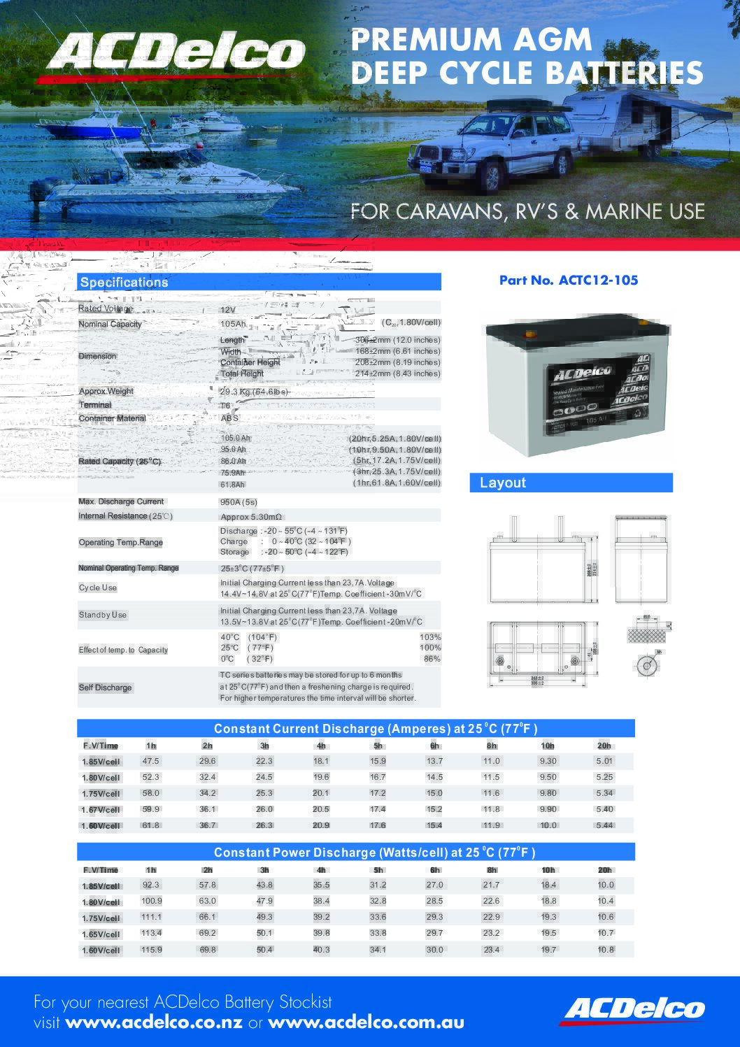 ACDelco ACTC12-105 Deep Cycle Battery 105ah