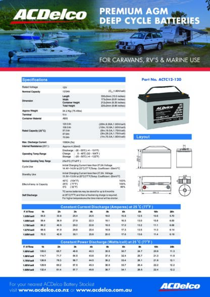 ACDelco ACTC12-120 Deep Cycle AGM Battery 120ah - Image 2